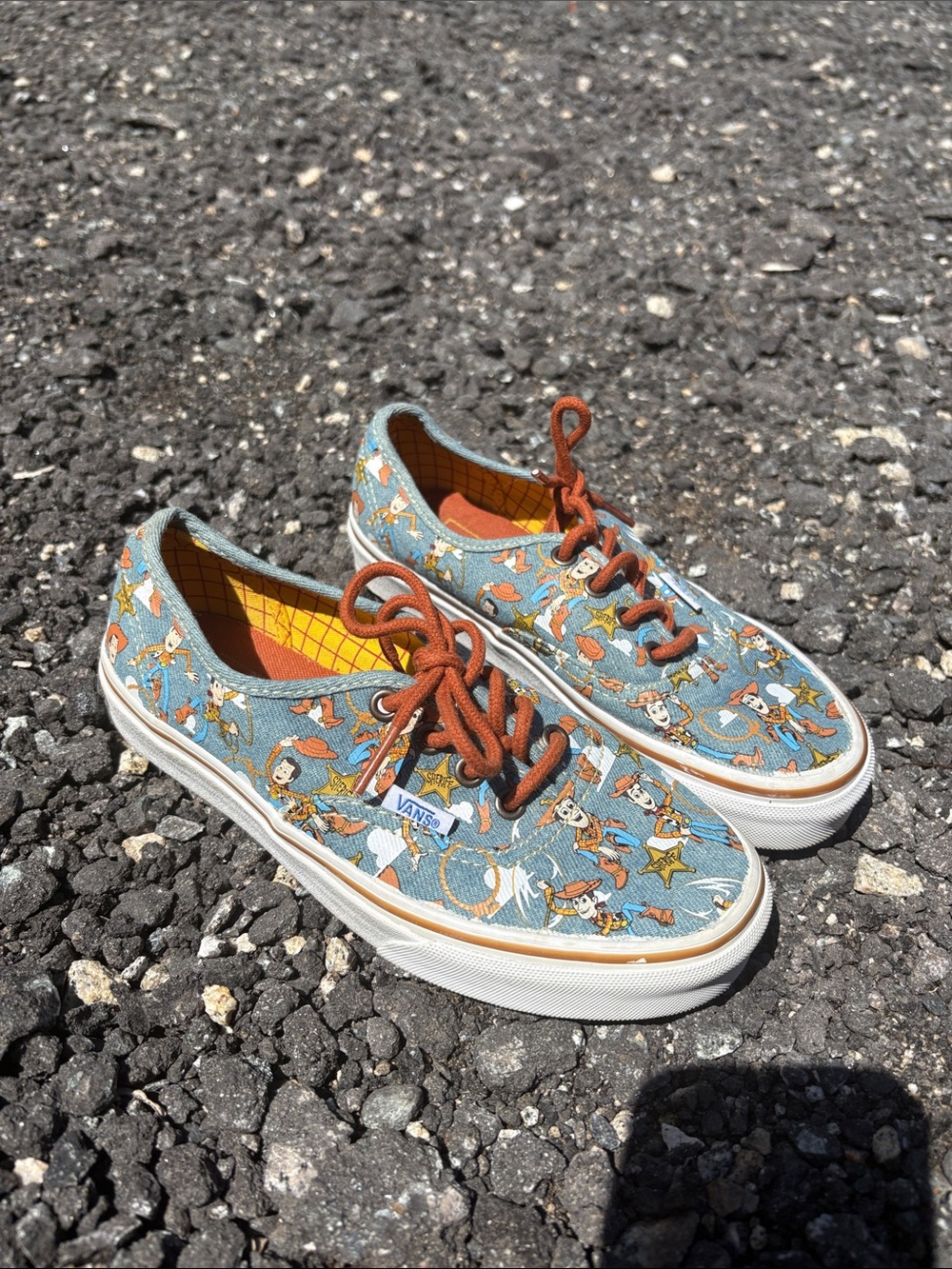 Vans Denim Toy Story Print Sneakers with Orange Laces